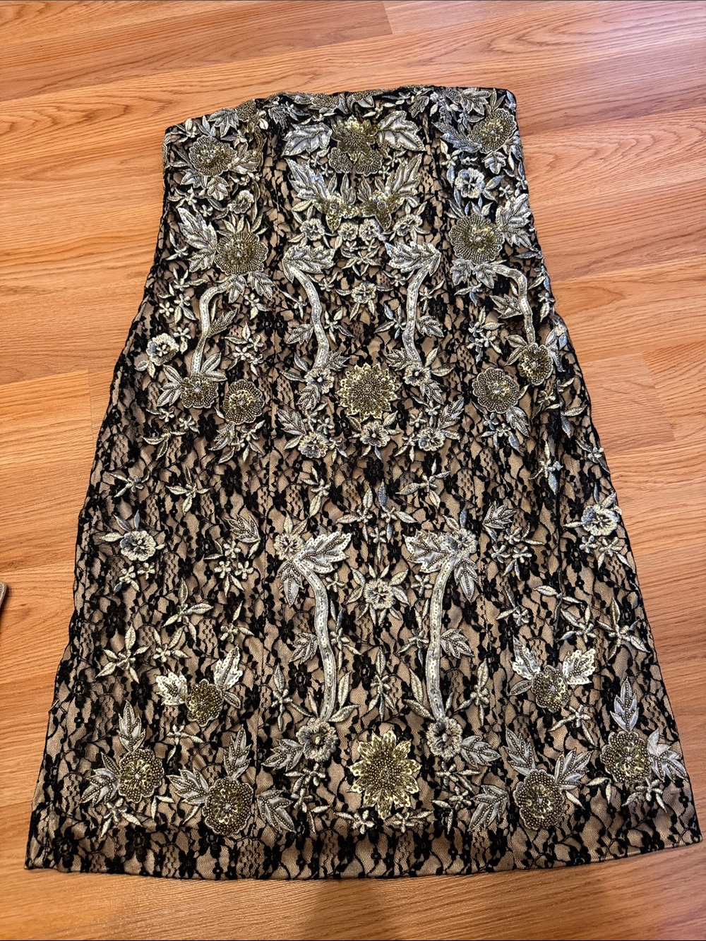 Floral Midi Dress in Black & Gold Like New